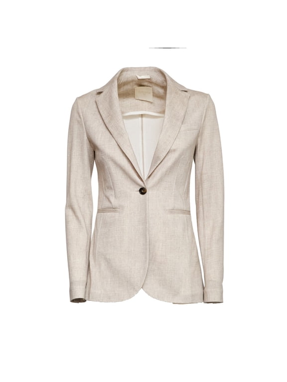 Herringbone Slim Fit Single-Breasted Blazer (Women's)