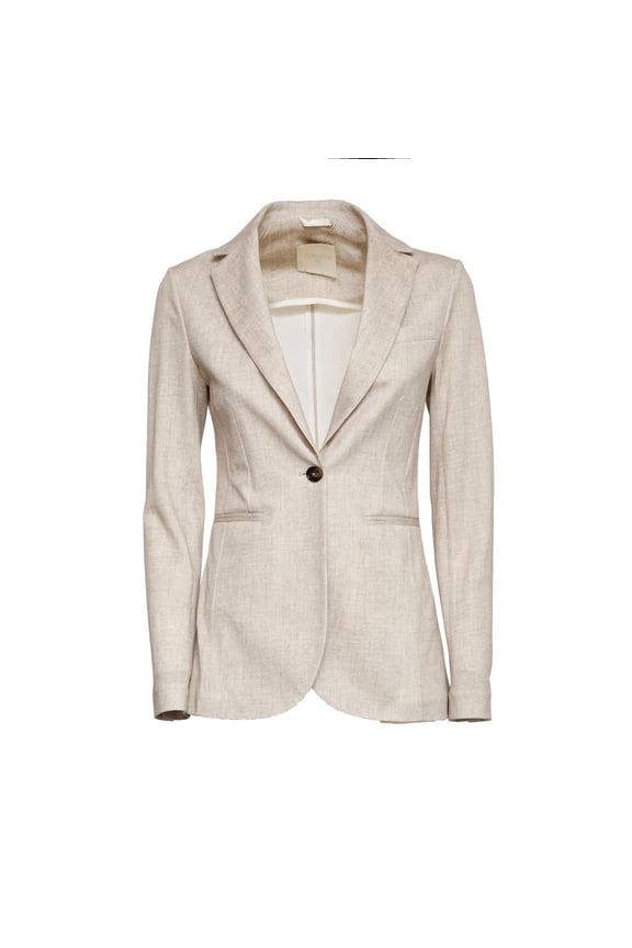 Herringbone Slim Fit Single-Breasted Blazer (Women's)