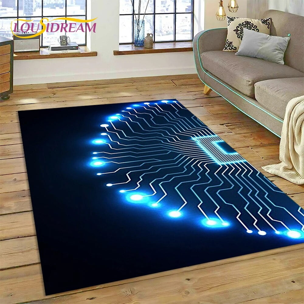 Circuit Board Chip Carpet CPU PCB Rug for Home Living Room Bedroom Sofa