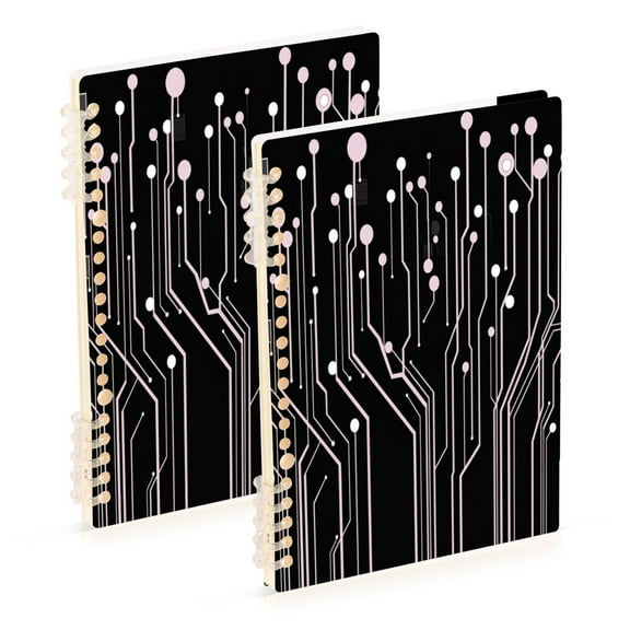 Circuit Board Design 2-Piece A5 PP Notebooks, Adjustable Rings, 80g Paper, Diary Set
