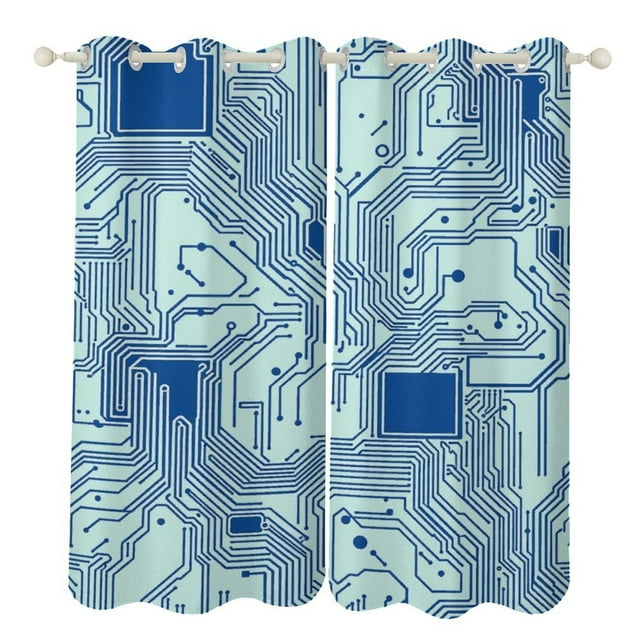 Circuit Board Design Curtains Outdoor Decor Curtain Panels With