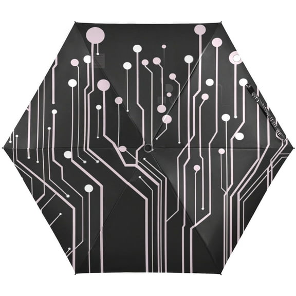 Circuit Board Design Umbrellas for Sun Auto Open Close UV50+ Waterproof 5-Fold Compact Fiberglass Frame