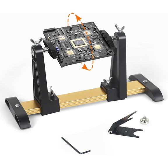 Circuit Board Holder Helping Hands and Soldering Iron Stand for Soldering and Repair, Adjustable 360 Rotation, Potable, Space-Saving and Aluminum Base, Durable for Crafting, Electronics PCB