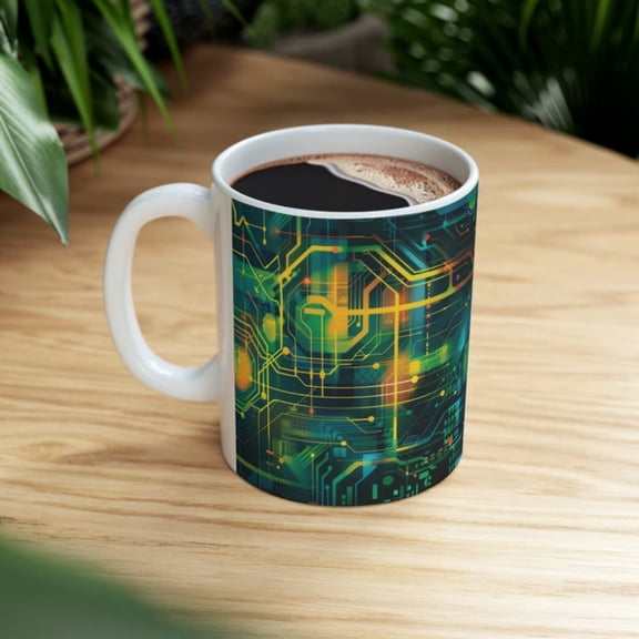 Circuit Board Mug, Computer Mug, Nerd Mug, Science Mug, Tech Mug, Gift Idea, Programmer Mug, Wired, Gift Her, Gift Him, Gift Dad.