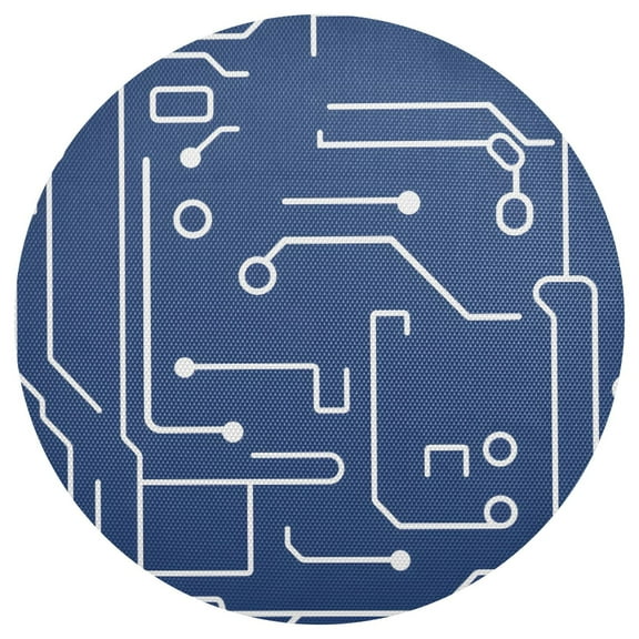 Circuit Board Pattern 6-Piece 15.4in Durable PVC Plate Mats, Heat-Resistant for Parties and Dining