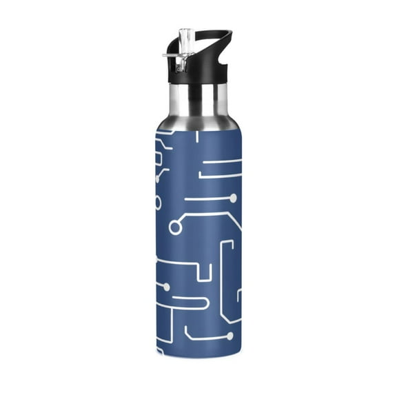 Circuit Board Pattern 600ml Double Walled Stainless Steel LeakProof Sports Bottle Thermo 8h