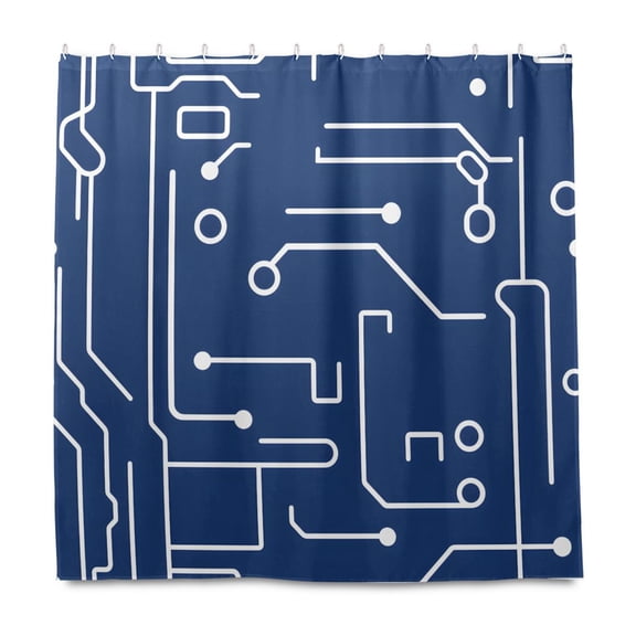 Circuit Board Pattern 72x72 Waterproof Shower Curtain Liners Durable Metal C-Hooks Fade-Proof Thermal Print Anti-Splash