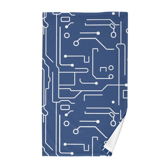 Circuit Board Pattern Bath Towel 100% Cotton Soft Thick High Absorbency Hand Face Towel Single Pack 16x28in