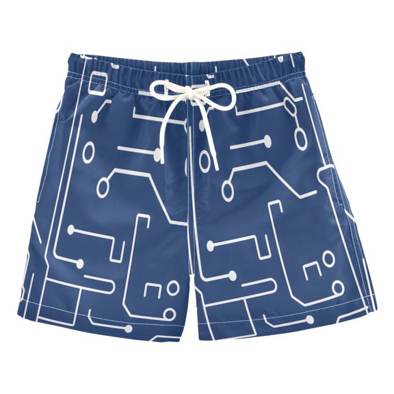 Circuit Board Pattern Boys' Swim Trunks Beach Pool Shorts Quick Dry Soft Fabric Classic Fit