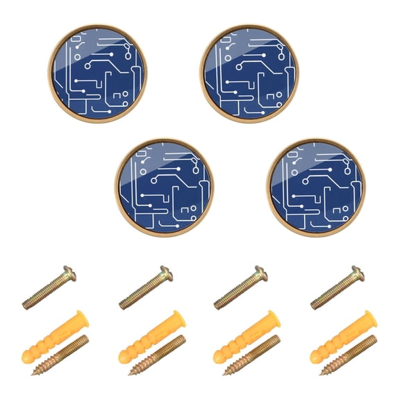 Circuit Board Pattern Cabinet Furniture Knobs Drawer Metal Pulls 1.26in Acrylic Zinc Alloy Dual Screw Set