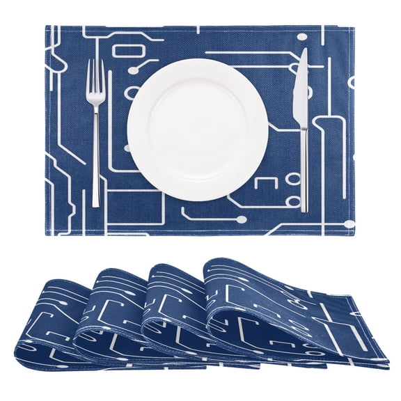 Circuit Board Pattern Reversible Placemat Non Slip Coffee Mat 18x12 Inch for Dining, Kitchen, Coffee