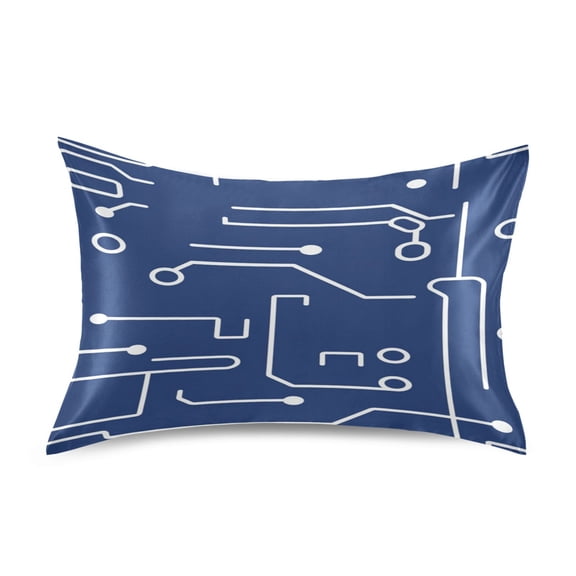 Circuit Board Pattern Satin Pillowcase 20''x26'' Double-Sided Print Soft Wrinkle Resistant