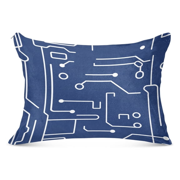 Circuit Board Pattern Soft Plush Pillow Cover, Zippered Design, Comfortable for Bedroom and Sofa