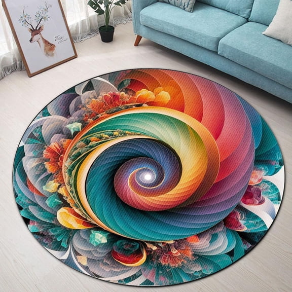 Circuit Board Round Area Rug, tech pattern circle carpet for office, coding space or studio, soft washable non-slip floor mat, geeky modern décor accent