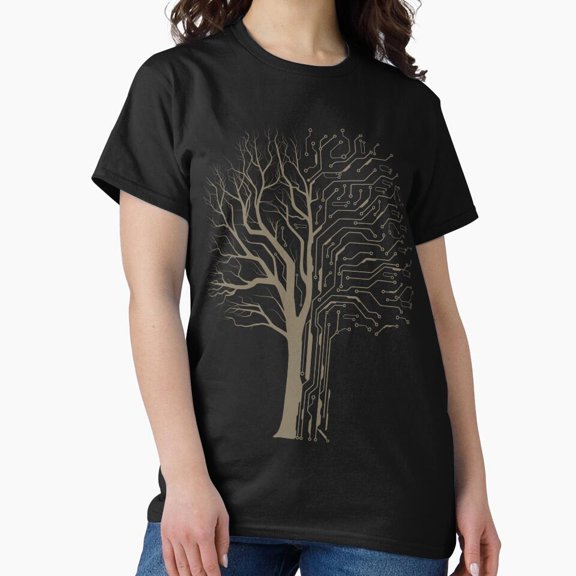 Circuit Board Tree T-Shirt | Tech Nature Fusion Graphic Tee | Innovation & Growth Design H545, for Unisex, Up to Size 5XL