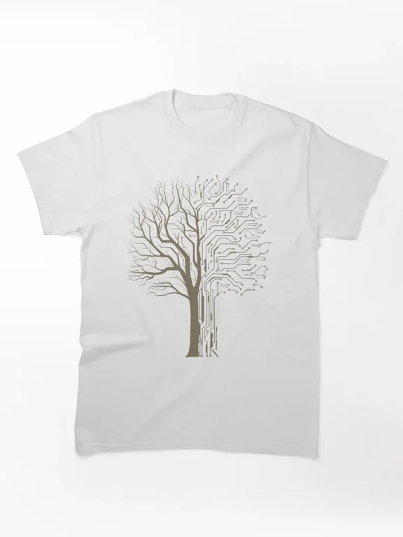 Circuit Board Tree of Life T-Shirt - Tech Nature Fusion Graphic Tee H039, for Unisex, Up to Size 5XL