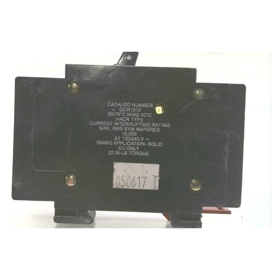Circuit Breaker 10 Amp 240V - QCR1010 Thermal Magnetic Breaker, 1 Pole, 20 in/lb Torque, Electrical Panel Replacement, UL Listed