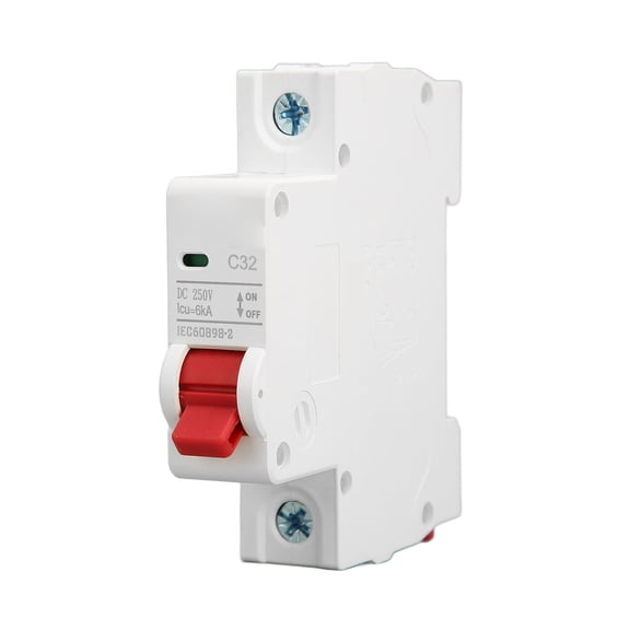 Circuit Breaker 1P DC 250V MCB 32A DIN Rail Mount Protection Switch 6000A Breaking Capacity