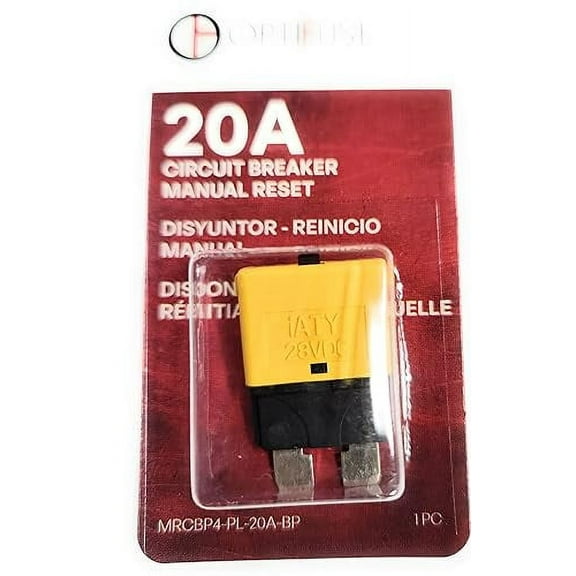 Circuit Breaker 20 AMP Automotive Type(1PC) (Plugs in Like an ATC Blade Fuse) MRCBP-PL-20A OPTIFUSE Push to Reset Manual Reset