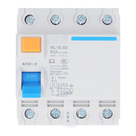 Circuit Breaker 63A 400V 3P+N MCB Protection Switch 6kA Breaking Capacity for Home Safety