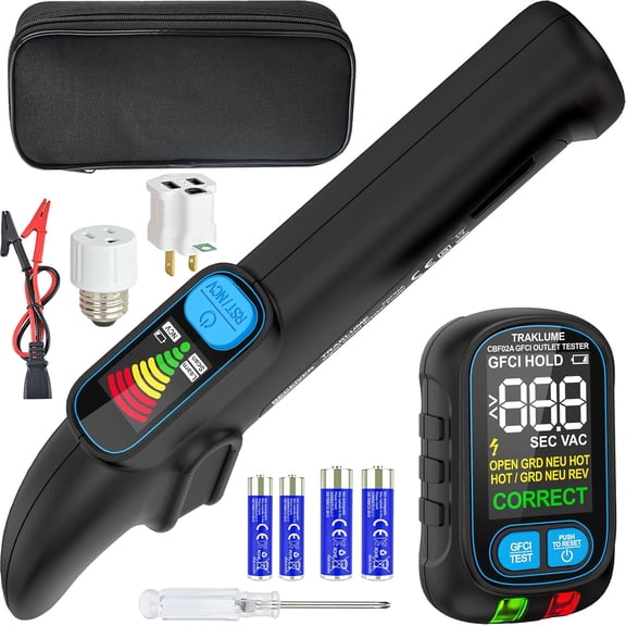 Circuit Breaker Finder Tool with Electrical GFCI Outlet Tester, Electrical Circuit Tracer Kit with LCD Display, Including 3-2 Prong Grounding Adapter