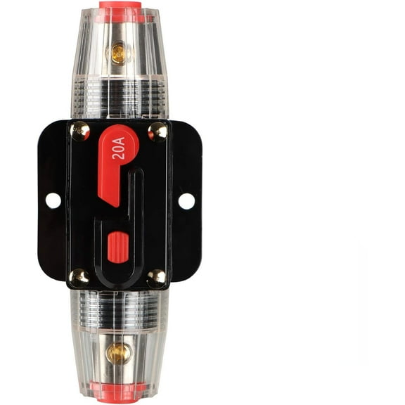 Circuit Breaker Switch 20A Waterproof Fuse Inline Holder 3-15 AWG Resettable Fuse Manual Reset 12V-48V DC for Car Audio Sound Amplifier System RV Home Marine Boat Truck