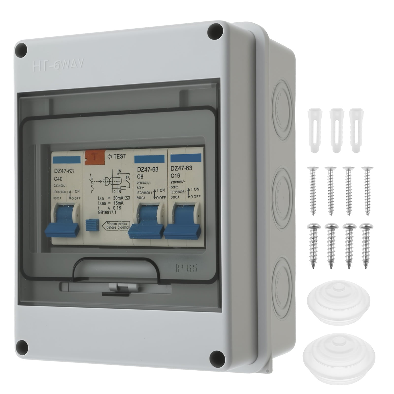 Circuit Breaker for Consumer Unit IP65 Waterproof Surface Mounted 2 Way Current Distribution Box Outdoor Home Electrical Panel