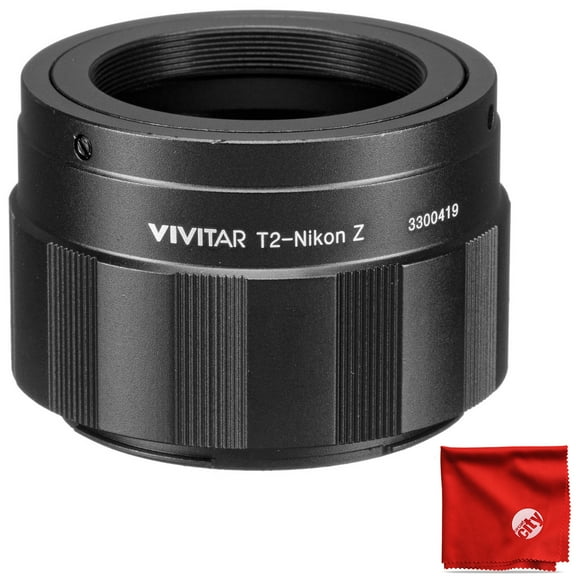 Circuit City T-Mount (T2) Lens Adapter Bundle with Circuit City Microfiber for Nikon Z-Mount Z50, Z7 and Z6 Digital Mirrorless Cameras