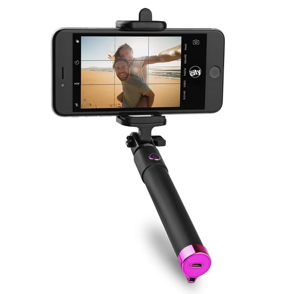 Circuit City Wireless Bluetooth Selfie Stick with Remote Control Handle Portable Extending Monopod with Lanyard Steel Telescoping Selfy Taker for iPhone 7, 8, X, 6, Pixel, Samsung, LG & More
