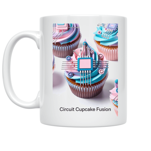 Circuit Cupcake Fusion Design - Tech Bakery Enthusiast - 11 oz Ceramic Coffee Mug