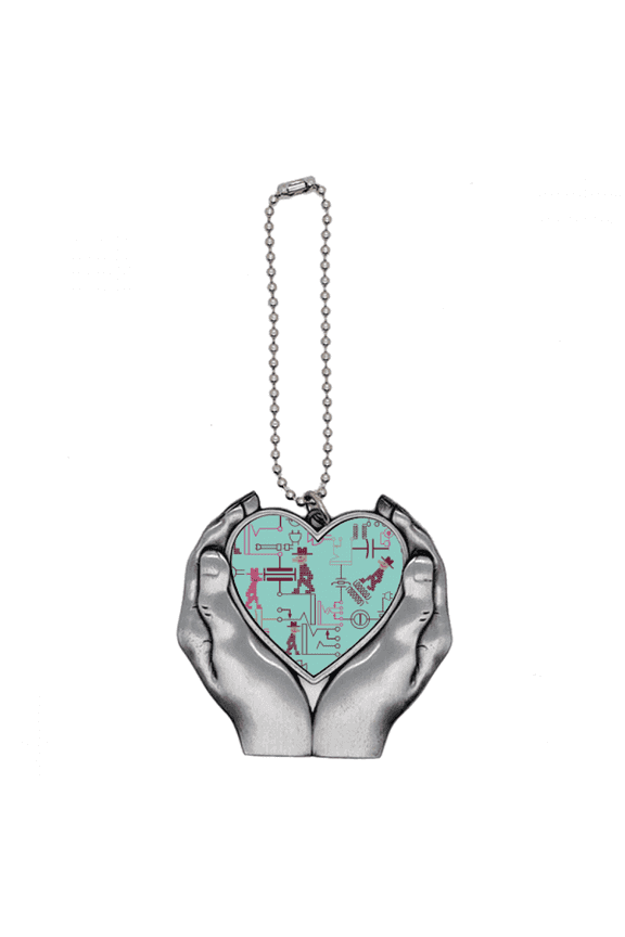 Circuit Diagram Socket Plug Pattern Car Keychain Heart Pendant Ornament Charm