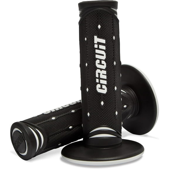 Circuit Equipment - Jupiter Racing Motorcycle Grip - Dual Density, Textured Grip and Ergonomic Design - Black/White - Off-Road and Motocross Use