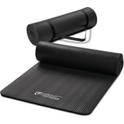 Circuit Fitness by Marcy Non-Slip Multi-Purpose Exercise Yoga Mats with Carrying Strap 1/2" Thick MAT-12-BLACK