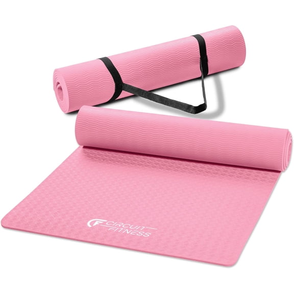 Circuit Fitness by Marcy Non-Slip Multi-Purpose Exercise Yoga Mats with Carrying Strap 1/4" Thick MAT-06-SAKURA