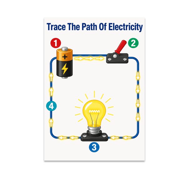 Circuit Flow Educational Chart - Science Enthusiast - 13x19 Poster Print