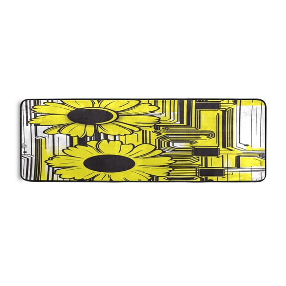 Circuit Flowers 72x24" Runner Rug, Non-Slip Memory Foam Cushion, Anti-Crease for Hallways and Bedrooms