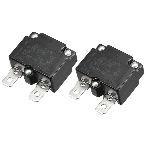 Circuit Overload Protector 15A AC125/250V DC32V Automatic Reset Thermal Circuit Breaker 2pcs