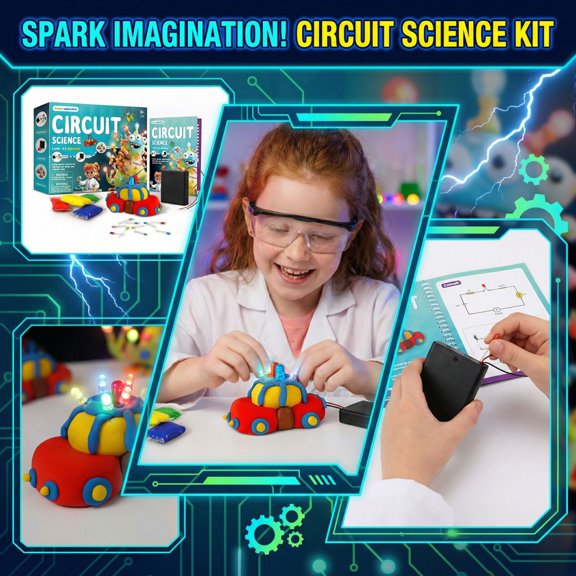 Circuit Science Experiment Kit For 14+ Teens S, Interactive Stem Learning Diy Building Set With 1 Circuit Switch 15 Leds 4 Conductive Clay 1 Insulating Clay, 1 Detailed