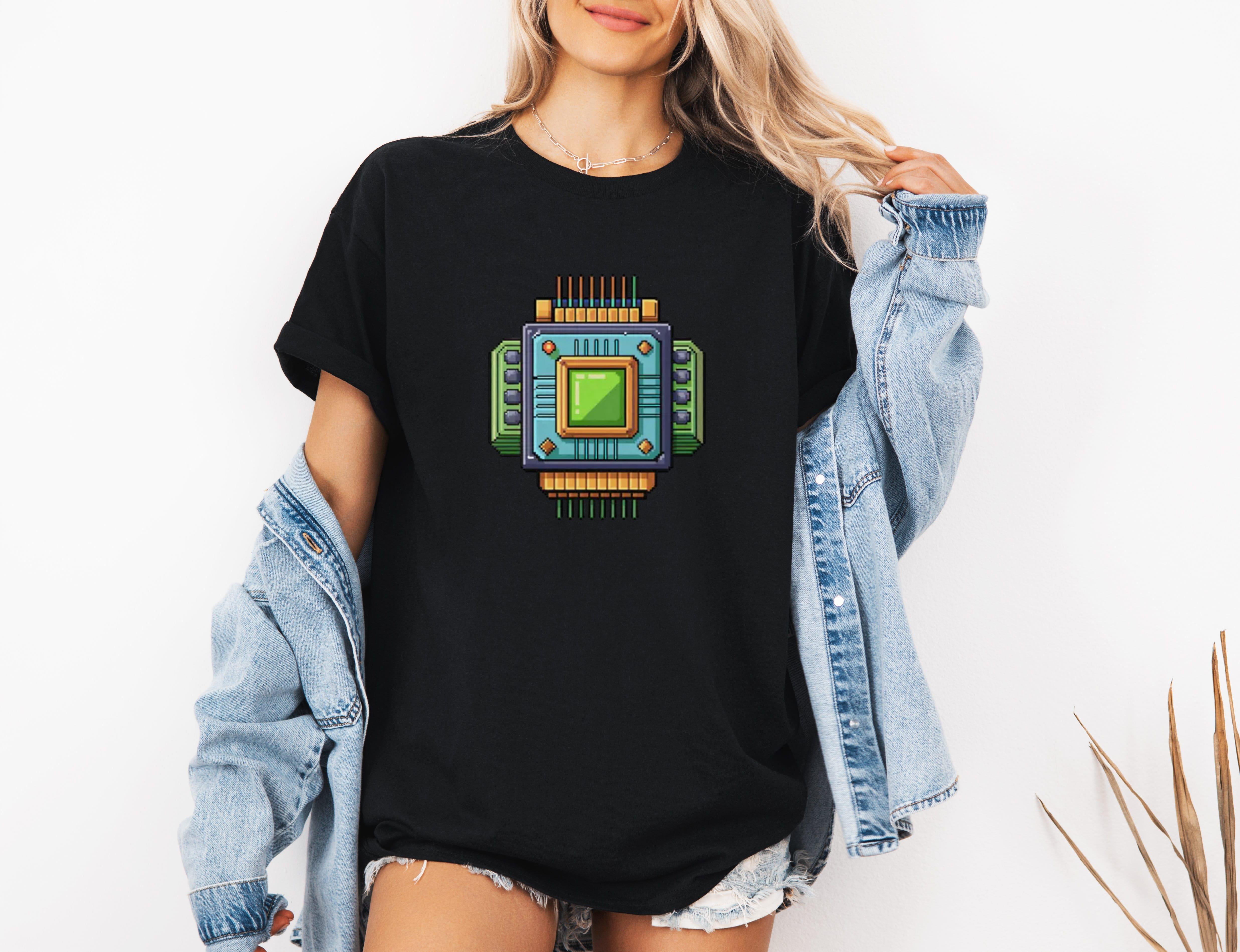 Circuit Tech Graphic With Pixel Gamer Style And Vintage Geeky Energy T ...