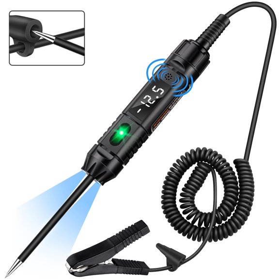 Circuit Tester with Buzzer, 3-72V Digital LED Circuit Tester with Voltmeter and Polarity Indicate Light, Automotive Light Tester, Fuse Volta Tester Auto Electrical Tool