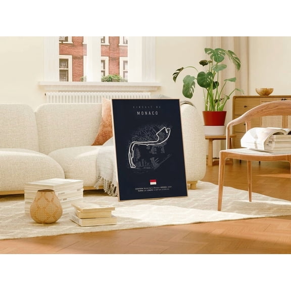 Circuit de Monaco F1 Track Map Poster - Minimalist Formula Racing Wall Art 24x36 UNFRAMED