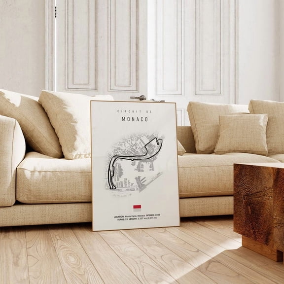 Circuit de Monaco Grand Prix Formula 1 Track Map Poster Minimalist F1 Wall Art - 16x24 UNFRAMED