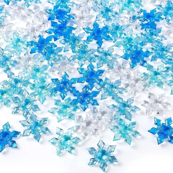 CircuitCraze 240Pcs Acrylic Snowflake Confetti, 29mm No-Hole Snowflake Scatter, Winter Craft Decor for DIY and Party Displays