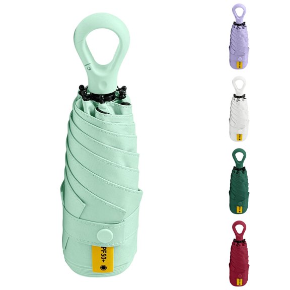 CircuitCraze Compact Travel Umbrella, Lightweight Folding Umbrella with Hook Ring Handle, UPF 50+ Sun and Rain Protection