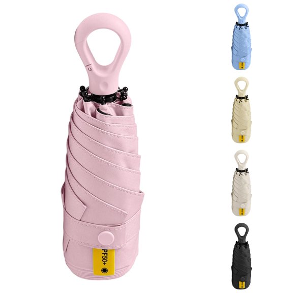 CircuitCraze Compact Travel Umbrella, Lightweight Folding Umbrella with Hook Ring Handle, UPF 50+ Sun and Rain Protection