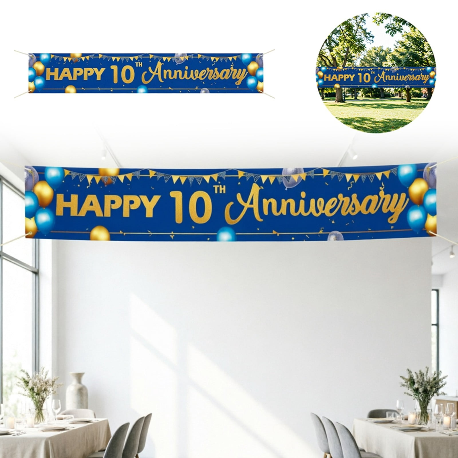 CircuitCraze Happy 10th Anniversary Banner Sign 9.8x1.6FT Large Outdoor ...