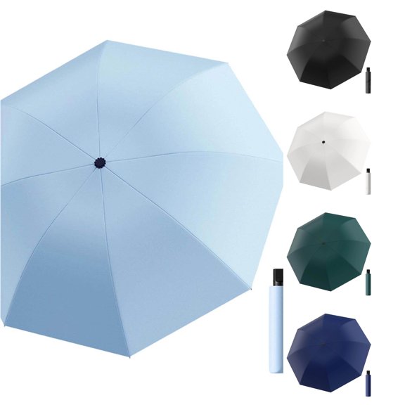 CircuitCraze Manual Folding Umbrella, Wind-Resistant Rain and Sun Shade with Steel Ribs, Portable Outdoor Travel Umbrella, Blue