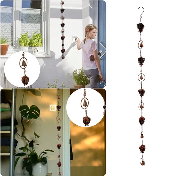 CircuitCraze Pinecone Shaped Rain Chain 44 Inch, Metal Gutter Downspout Rain Catcher for Outdoor Garden