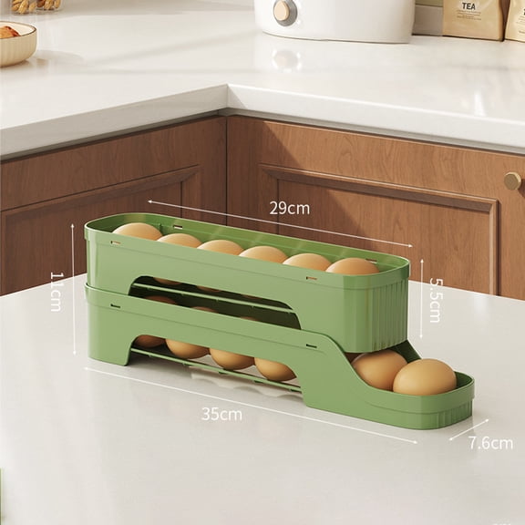 CircuitCraze Refrigerator Egg Holder, Sliding Egg Tray with Auto Roll Design for Fridge Side Door