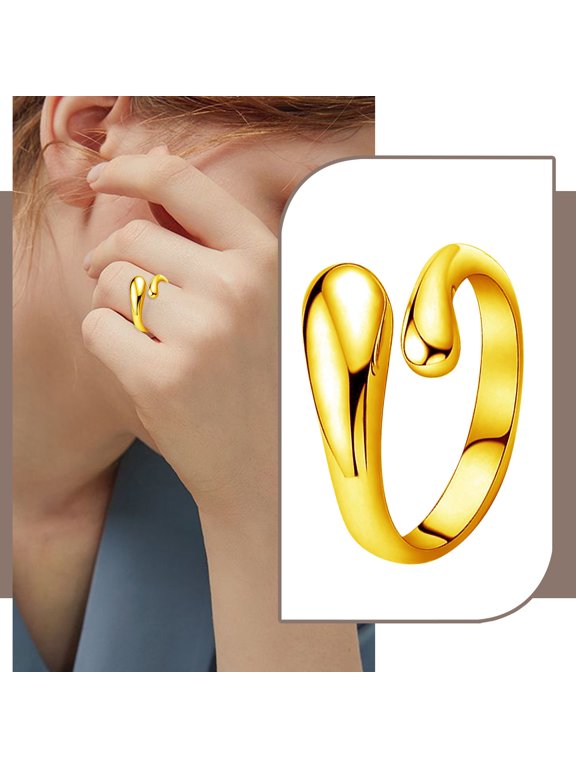 Water Drop Ring S925 Silver Plated Simple for Women